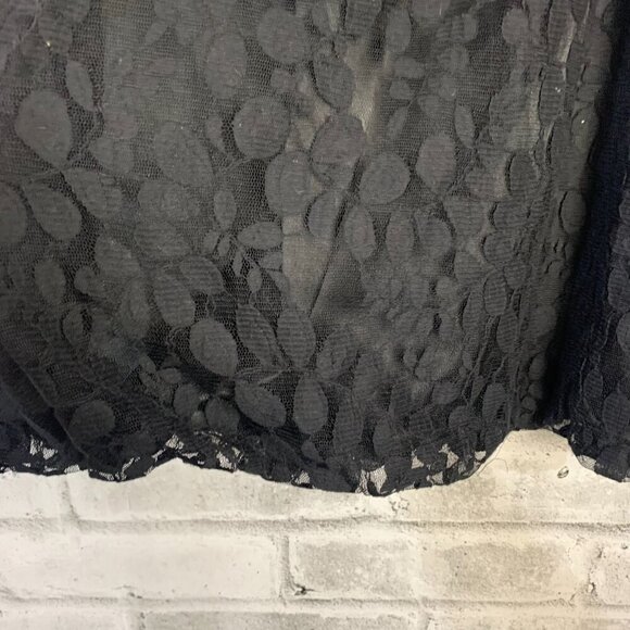 Peter Nygard Sheer Black Lace A-Line Lined Skirt - Picture 3 of 11